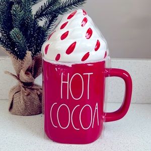 ❗️RAE DUNN HOT COCOA COFFEE HOLIDAY MODERN FARMHOUSE MUG X WHIPPED CREAM TOPPER